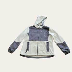 𝅺FREE Country Hooded Jacket Women's Lg Ivory Fleece W/ Pockets